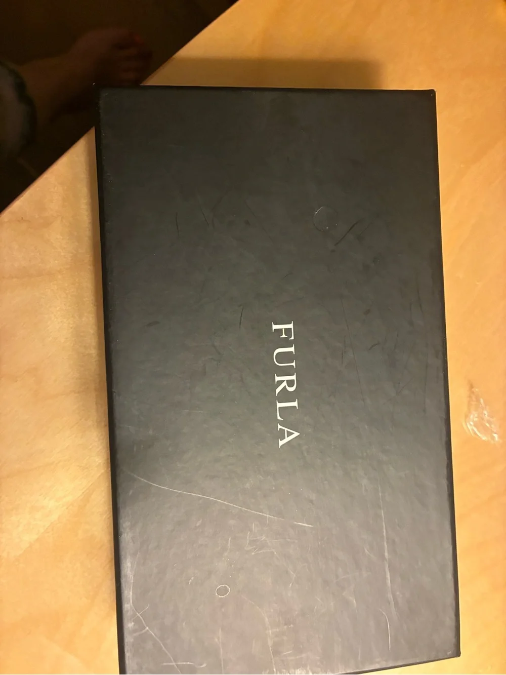 Furla Black Textured Leather Long Card Holder with Gold Logo
